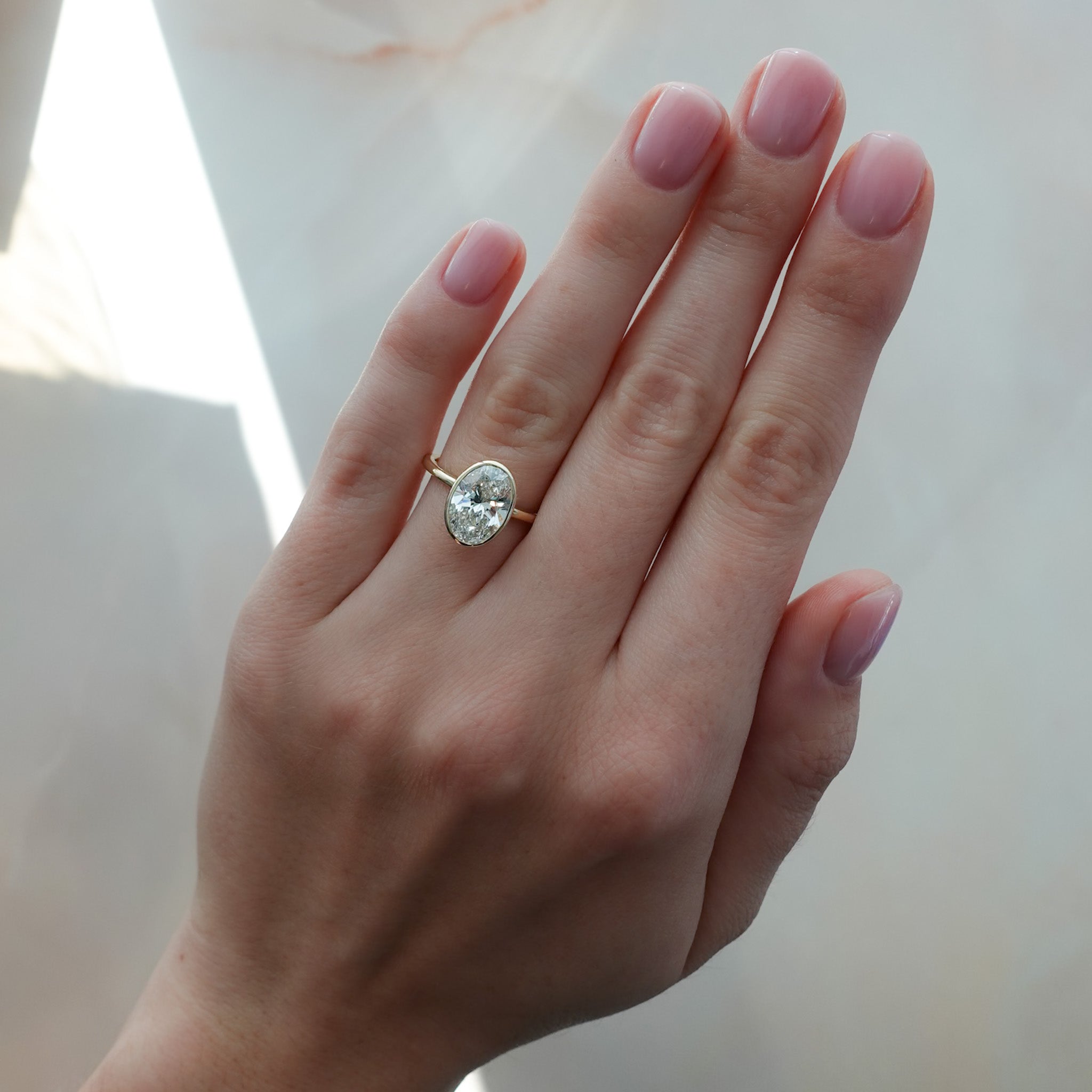 Marquise Shaped Three Stone Lab Grown Diamond Engagement Ring